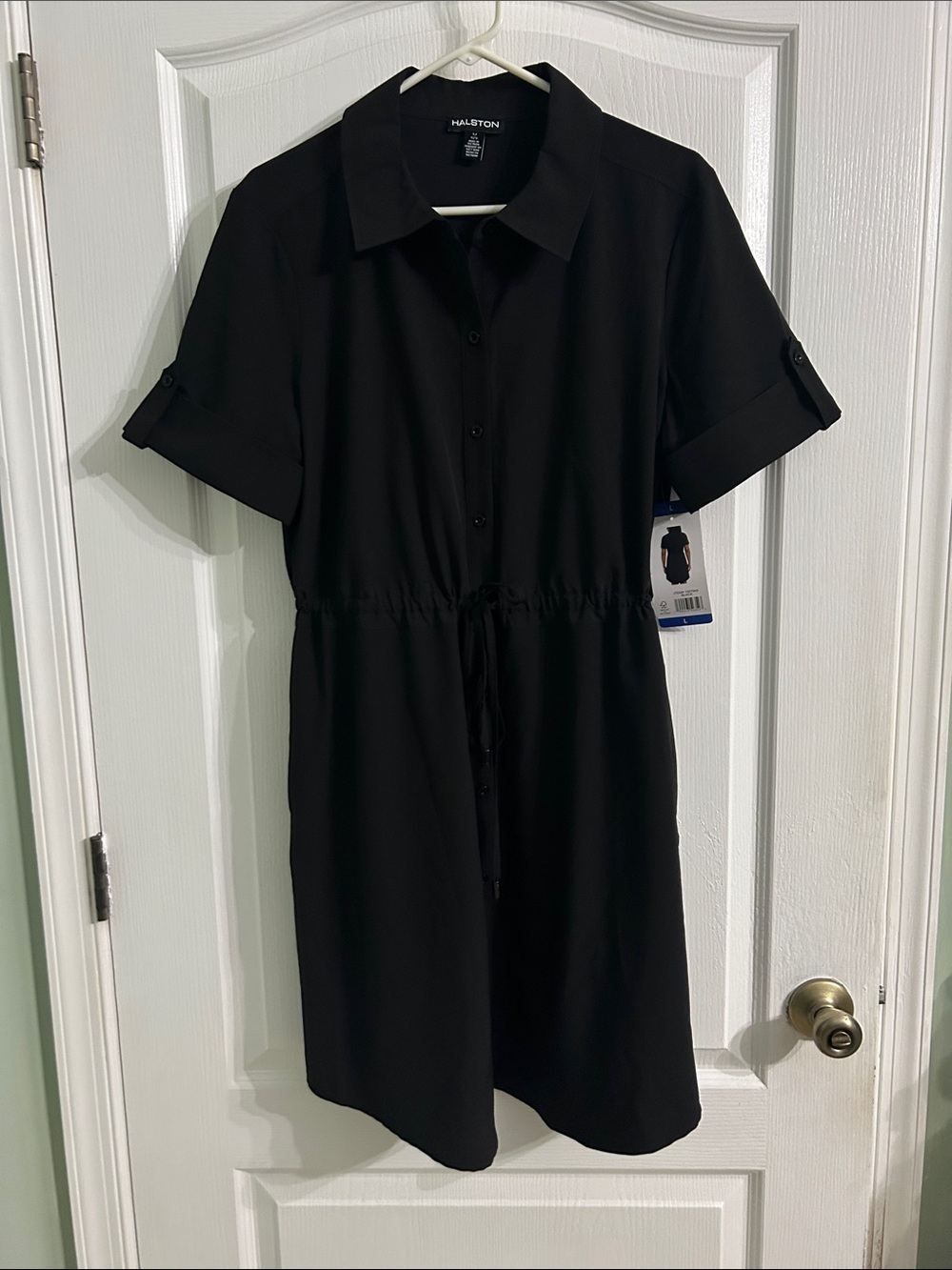 Halston Heritage Black Short-Sleeve Shirt Dress